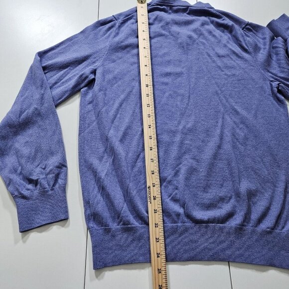 Banana Republic Sweater Men M Purple V Neck LS Silk Cotton Cashmere Blend FLAW - Picture 7 of 13